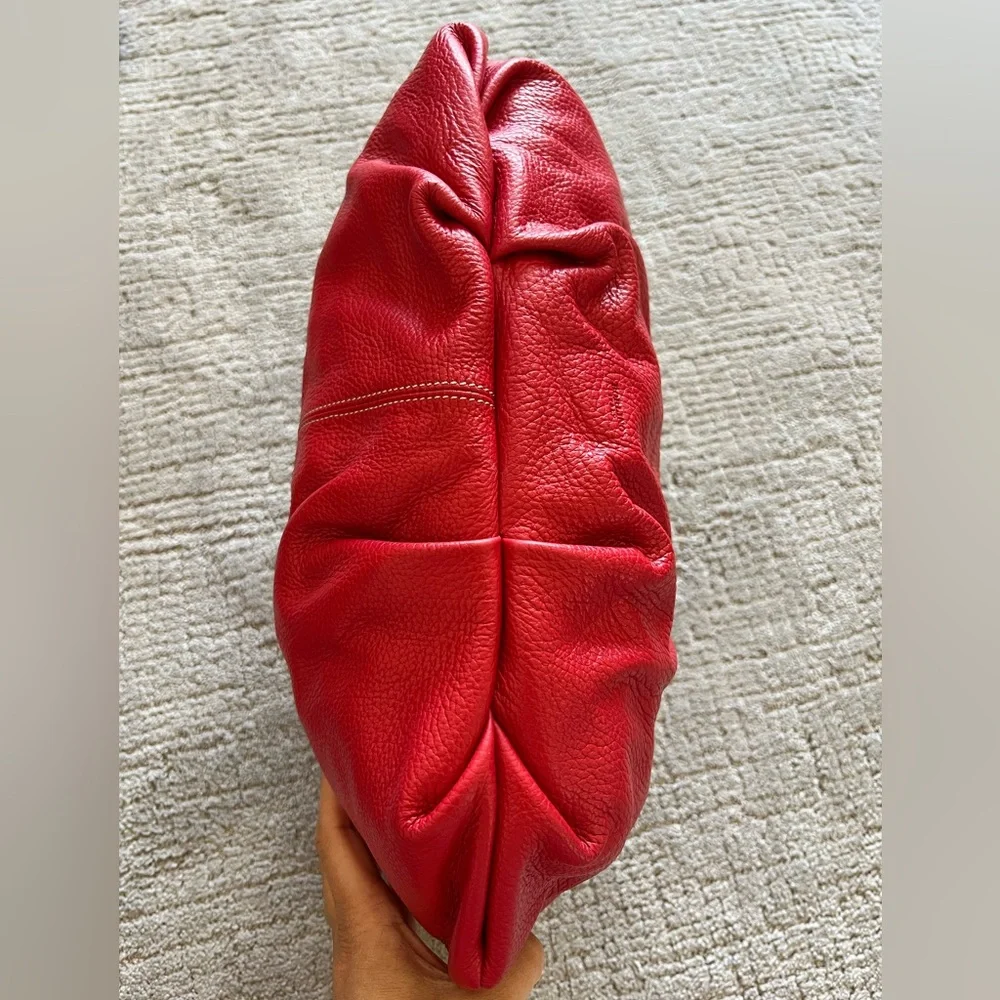 NWT Borlino Red 100% genuine cowhide Leather Hobo Bag-never used